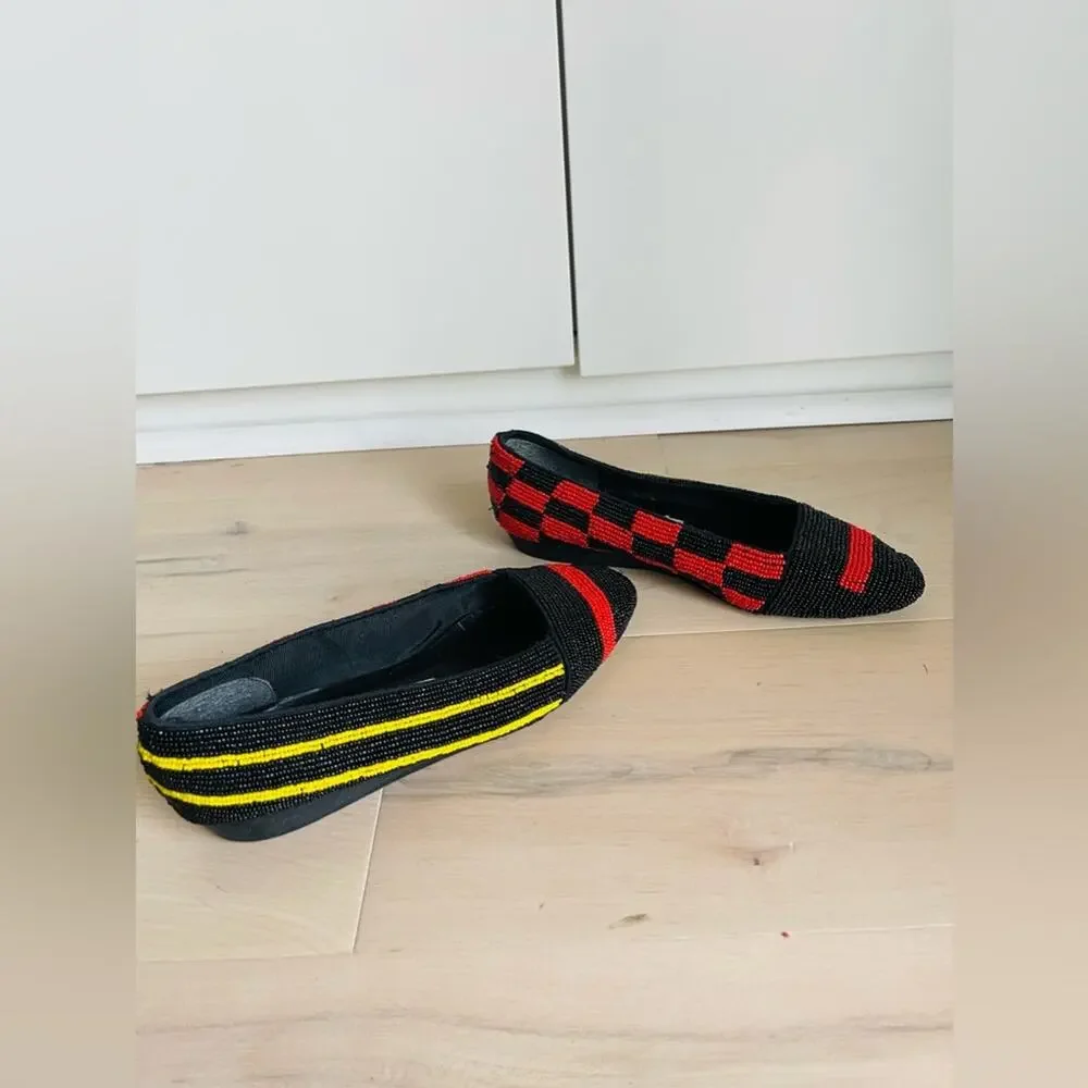 Vintage Women's Flats Size 6.5 80s era Colorblock Statement Fun Funky - Picture 2 of 8